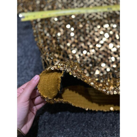 VTG Southeastern Gold Sequin Beaded Top Women Small 17"x21" Sparkle Disco Party - Picture 10 of 10